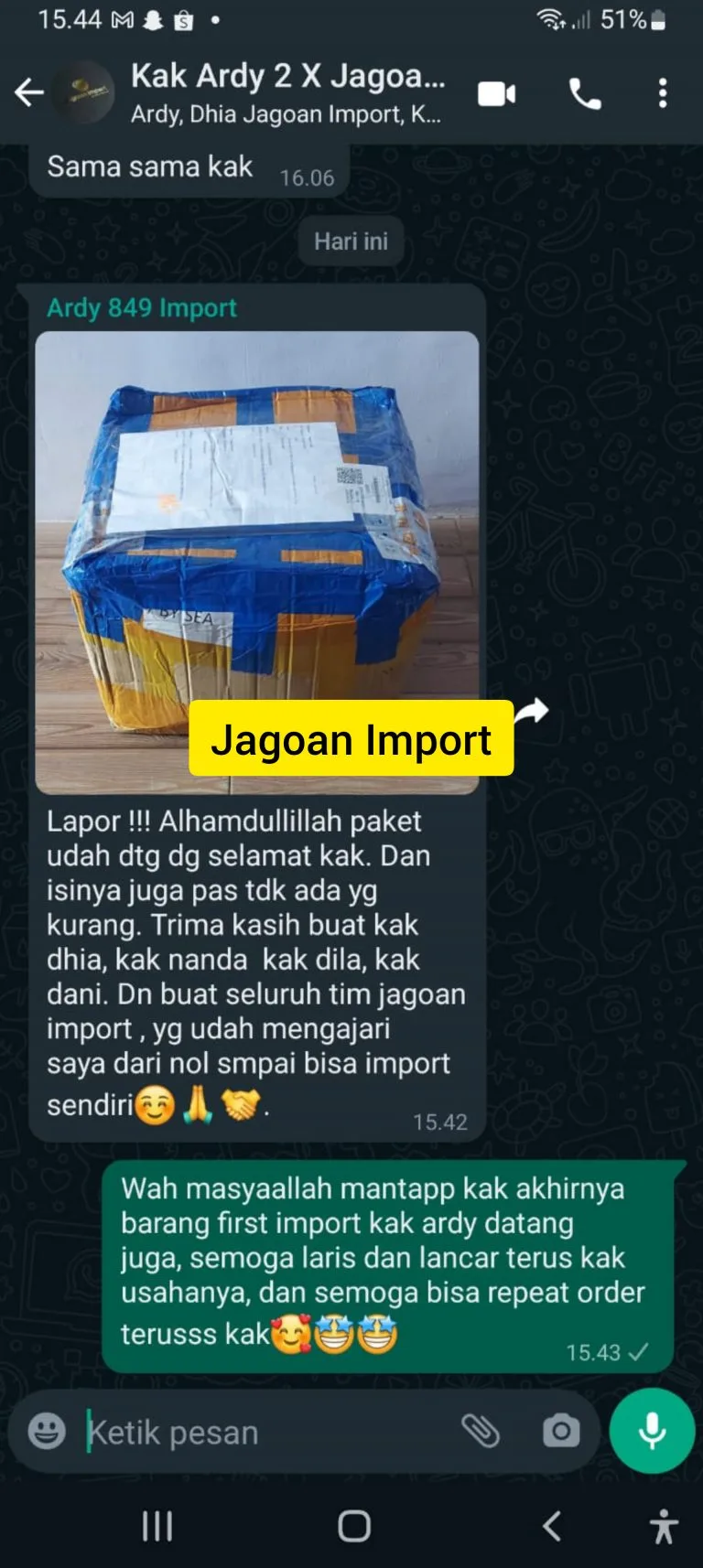 Testimoni Jagoan Import 2